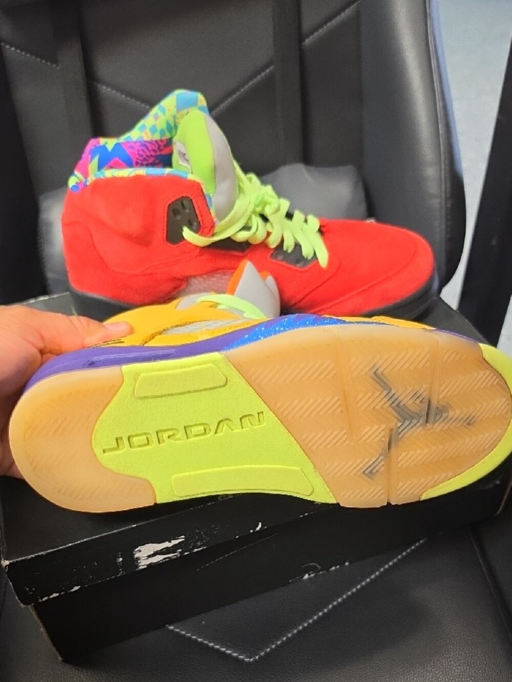 Jordan High-Top Basketball Sneakers - Neon Yellow & Red - Picture 5 of 5